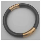 AFC129 - Vintage Chinese Black Coral? Bracelet with 18k Accents