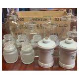AFC145- Vintage Glass Candy Jars, Glass Containers w/Lids And More