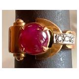 AFC183 14K Ruby? & Diamond? Ring