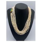 AFC185-Gorgeous 36” Pearl Necklace W/ 14k Gold&Jade Clasp
