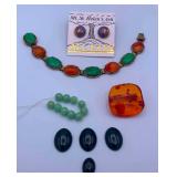 AFC198-Eclectic Costume Jewelry Set. Jade, Amber and more