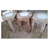 KKD092 - Trio of Hand-Crafted Sturdy Stools/Plant Stands