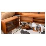 KKD119- Hand-Crafted Small Shelves, Vintage Wood Bowls, Plate, And Napkin Holders 