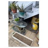 KKD173 Glass Table, Orchids, And Rectangular Planter Box