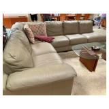 HKT011 - L-Shaped Leather Sofa and Pillows