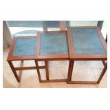 HKT014-Set Of Three Nesting Slate Top Tables 