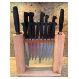HKT089 Commercial Sabatier Cuisine de France Set Of Kitchen Knives & Block