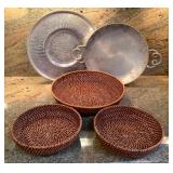 HKT211 Basket Bowls & Etched Aluminum Serving Dishes