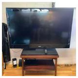 KCT015 55” Screen Sanyo TV, Insignia DVD Player, Amazon Firestick & Mahogany Table Stand