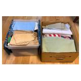 KCT024 Two Large Boxes Of Fabric & Tablecloths