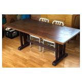 KCT111 - HANDCRAFTED MAHOGANY TOP TABLE AND FORGED ALUMINUM CHAIRS