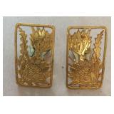 KCT139 Albert Lam Gold? Etched Protea Clip On Earrings