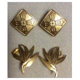 KCT143 Two Pairs Of Gold Toned Albert Lam Hawaiian Earrings 