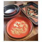VME190 - VINTAGE ORIENTAL LACQUER TRAYS & BOWLS