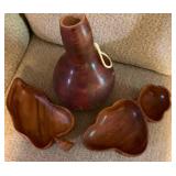 VME235- Vintage Monkeypod Bowls By Alii Woods & Ipu Hula Implement