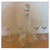 MBW039-Vintage Glass Decanter And Wine Glasses