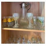 MBW040- Vintage German Wine/Beer Glasses & Pitcher