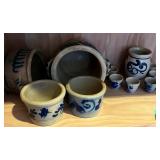 MBW062 More Salt Cobalt German Pottery Pots And Shot Glasses