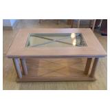 MBW084-Allegro Solid Natural Pine Coffee Table With Glass Top
