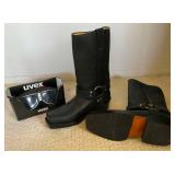 MBW088 - Genuine Leather Biker Boots & Anti Fog Googles