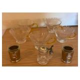 MBW141 Etched Glass Punch Cups, Shot Glasses & Condiment Container