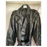 MBW198 - Black Leather Trench Coat