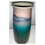 MBW216 - Benjara Conical Glass Vase W/ Swirl Pattern, Blue And White