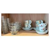MBW054 Vintage Glass Ware And Ceramic Coffee Cups & Saucers