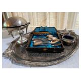 MST008- Silver Toned Dishware Including Antique Bailey & Co. See Hallmarks