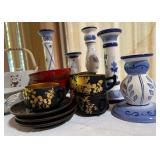 MST009- Vintage Oriental Dishware & Ceramic Candle Holders