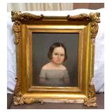 MST013 Antique Framed Original Painting Of Girl