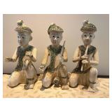 WST009- (3) Thai Musician Wooden Figurines 