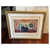 WST019 Framed & Matted Embossed Paper Pulp Textile Picture