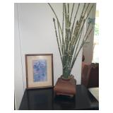 WST053 - Koa Framed Asian Art And Metal Designed Vase