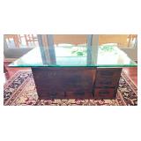 WST062- Antique Japanese Hibachi Set w/Glass Top & Tea Set