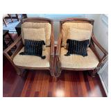 WST066- Pair Of Matching Woven Cane Accent Chairs