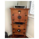 WST148 Pair Of Chinese Wooden Corner Cabinets