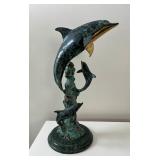 WST160- 3 Dolphin Bronze Statue On Marble Like Base