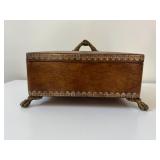 WST166- Antique Leather Covered Claw Foot Box