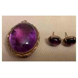 WST202 Vintage Costume Jewelry Pendant & Earrings 