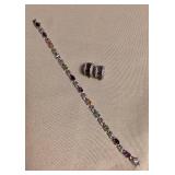 WST205 Vintage Sterling Earrings & Tennis Bracelet 