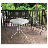 KDT001 - WOODEN BENCH, METAL CHAIR AND ROUNKDT001 - WOODEN BENCH, METAL CHAIR AND ROUND TABLED TABLE