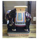 KDT016 Vintage Multicolored Ceramic Elephant Plant Stand