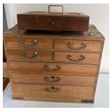 KDT076- Vintage Wooded Japenese Jewelry Box Set