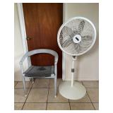 KDT094- Pedestal Fan & Grey Wooden Chair