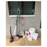 KDT174- Brooms, Buckets And Plunger Lot