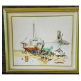 KDT212 - Jack Greene Signed Oil On Canvas Fishing Boats 