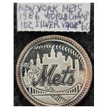 ICT123 - 1986 Silver Troy Ounce NY Mets Championship Coin