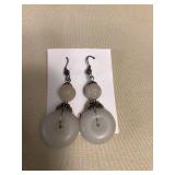 ICT409 Myrna Lee Chang White Antique Jade Earrings 