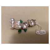 ICT415 Myrna Lee Chang Pearl & Green Jade Pin